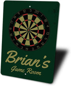 Brian's Game Room Personalized Name Aluminum Metal Sign for Man Cave Wall Decor Entertainment Space Hanging Plaque with Pre-Drilled Holes 12x18 Inch