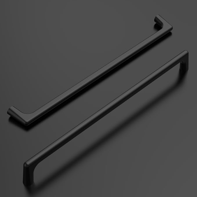 Amerdeco 10 Pack Matte Black Cabinet Pulls 10 Inch(256MM) Hole Centers Kitchen Cabinet Handles Hardware Kitchen Handles for Cabinets Cupboard Handles Drawer Pulls ZH0041