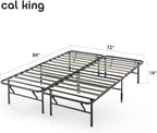 Best Price Mattress 14-inch Foldable Quickbase Metal Platform Bed Frame with Tool Free Easy Assembly, Wood Slats No Box Spring Needed, Black, Cal King