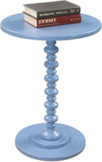 Convenience Concepts Palm Beach Spindle Table 17.75" - Traditional Round End Table for Living Room, Turned Solid Wood Side Table, Classic Display Pedestal Table, Blue