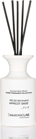 M&SENSE Minimalist Large Reed Diffuser 300ml, Apricot Sage Scented with Natural Essential Oils, Long Lasting with 7 Sticks, Non-Toxic Home Fragrance for Bedroom, Bathroom Decor