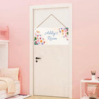 Personalized Sign For Kids Room Door Sign, Romantic Butterfly Flowers Wall Art Sign for Little Man Cave, Custom Name Wooden Signs for Girls Bedroom Nursery Name Hanging Décor