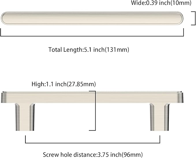 10 Pack 3.75 Inch(96mm) Kitchen Cabinet Handles Brushed Satin Nickel Cabinet Pulls Kitchen Cabinet Hardware Drawer Pulls for Cupboard Wardrobe