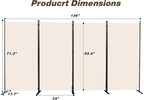 Room Divider, 4 Panel Folding Privacy Screens with Wider Support Feet, 6 Ft Portable Room Partition for Room Separator, 136" W X 71" H, Beige