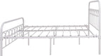 YALAXON Vintage Sturdy Full Size Metal Bed Frame with Headboard and Footboard Basic Bed Frame No Box Spring Needed (Full,White)