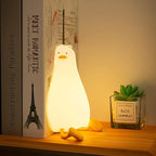 HAPPYBAG LED Lying Flat Duck Night Light, 3 Level Dimmable Nursery Nightlight,Cute Lamps Silicone Squishy Light Up Duck,Rechargeable Bedside Touch Lamp for Breastfeeding Toddler Baby Kids Decor