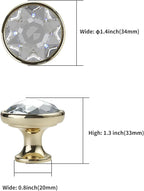 Asidrama 10 Pack Gold Kitchen Cabinet Knobs - Clear Crystal Dresser Knobs for Drawers