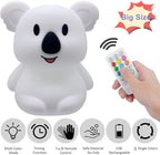 Big Size Night Light, Child Night Light, Bedside Lamp for Kids, Multicolor Light with Remote Control, Break Resistant, Eye Caring, Adjustable Brightness & Color, Timing Function - Large Koala