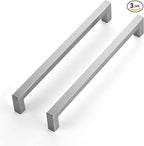 Ravinte 3 Pack 8-4/5 Inch Kitchen Square Cabinet Handles Satin Nickel Cabinet Pulls Brushed Nickel Drawer Pulls Kitchen 8-4/5 Inch Hole Center