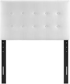 Modway Emily Tufted Button Faux Leather Upholstered Twin Headboard in White
