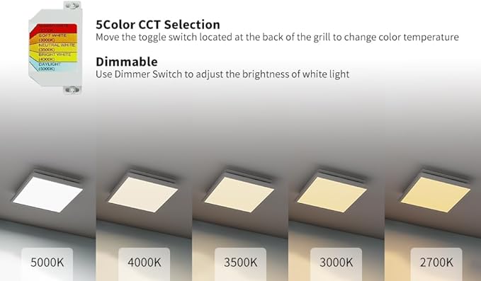Tech Drive Modern Nickel Bathroom Exhaust Fan with Light, 110CFM, 1000lm Dimmable 5CCT LED Light Selectable, Quiet Ventilation Fan with night light,Energy Star Certified, Decorative Nickel Trim
