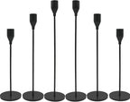 Matte Black Candlestick Holders, Set of 6 Candle Holders for 3/4" Taper Candles&Led Modern Metal Candle Stands Decorative Table Centerpieces for Wedding Party Church,Decorative Fitting