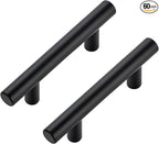 JOY DECOR 60 Pack Cabinet Handles, Black Cabinet Pulls, 2-1/2 in Hole Center Kitchen Hardware, Stainless Steel T Bar Handles for Dresser Drawers