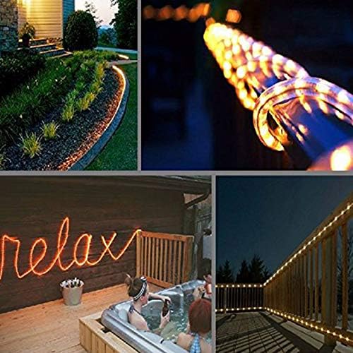 100ft LED Rope Lights, 720Led Warm White Rope Lights for Outside, Connectable Rope Light, Indoor Outdoor Rope Lights Waterproof for Party, Wedding, Background, Trees, Pool, Eaves Decorations