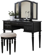 BOBKONA F4072 St. Croix Collection Vanity Set with Stool, Black