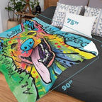 Dawhud Direct Dean Russo - Colorful German Shepherd Fleece Blanket, Queen Size -Super Soft Plush Blanket for Adults and Kids, Machine Washable - Ideal for Dog Lovers and as a Gift - 75 x 90 in