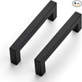 JOY DECOR 4 Pack Cabinet Handles, Black Cabinet Pulls, 3-3/4 Inch Kitchen Closet Handles Square Drawer Pulls Stainless Steel Drawer Hardware, 96mm Hole Centers