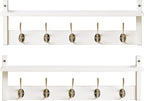 YMYNY Coat Rack Shelf Wall Mounted, Coat Hooks Set of 2, Entryway Coat Hanger with 10 Hooks, 47.2" Wall Floating Shelf with Hat Rack, for Kitchen, Bedroom, Bathroom, White HWS004W-2