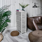 Sorbus Narrow Dresser with 4 Drawers - Vertical Slim Storage Chest of Drawers with Steel Frame, Wood Top & Easy Pull Fabric Bins for Small Spaces, Closets, Bedroom, Bathroom & Laundry (White/Gray)