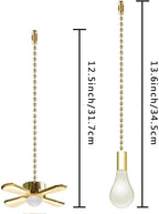 Ceiling Fan Pull Chain Ornaments Extension Chains with Decorative Light Bulb and Cord 13.6 Inches Fan Pull Chain Set For Ceiling Light Lamp Chain (Gold)