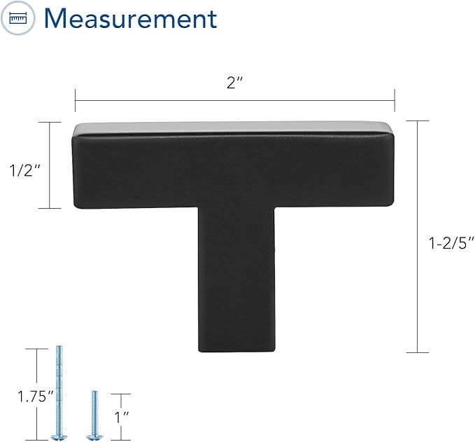 Ravinte 5 Pack Black Cabinet Pulls Single Hole Square Kitchen Cabinet Handles Matte Black Kitchen Hardware for Drawer Pulls Drawer Handles Come with Screwdriver