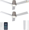 warmiplanet Flush Mount Ceiling Fans with Lights and Remote Control, 52-Inch, Brushed Nickel, 4-Blades, 2 Pack
