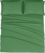 Mejoroom California King Size Sheet Set - Soft Microfiber Bed Sheets,Deep Pocket Fitted Sheet, Breathable, Wrinkle & Fade Resistant - 4 Piece (California King, Calla Green)