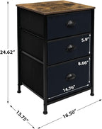 Sorbus Nightstand with 3 Drawers - Bedside Furniture & Night Stand End Table Dresser with Steel Frame, Wood Top, Easy Pull Fabric Bins for Home, Bedroom Accessories, Office & Dorm