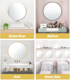 24" Round Mirror Circle Wall Mounted Hanging or Against Wall Metal Frame Dressing Make-up Mirrors for Entryway Bedroom Bathroom Living Room 24 inch Black