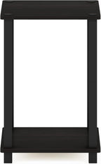 Furinno Simplistic Night Stand, 2-Tier Compact Nightstand with Open Shelf, Toolless Small Bedside Table, End Table, Side Table, for Bedroom, Living Room, Black Espresso