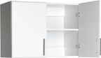 Prepac White Cabinet: Elite Wall Cabinet, WEW-3224 Garage Cabinet with Storage Shelf, Stackable 16"D x 32"W x 24"H, Perfect as a Garage Storage Cabinet with Doors and Shelves