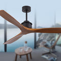 Sofucor Ceiling Fan without Lights, 60 Inch Low Profile Flush Mount Mordern Wood Ceiling Fan with Remote for Indoor Farmhouse Bedroom Living Room Outdoor Patio Porch, Reversible DC Motor, Noiseless
