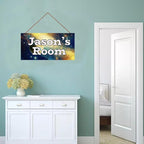 Personalized Sign Galaxy Stars Themed Bedroom Decor Fantasy Sign for Kids Room Outer Space Decor for Boys Room Nursery Wall Decorations Stuff For Little Man Cave