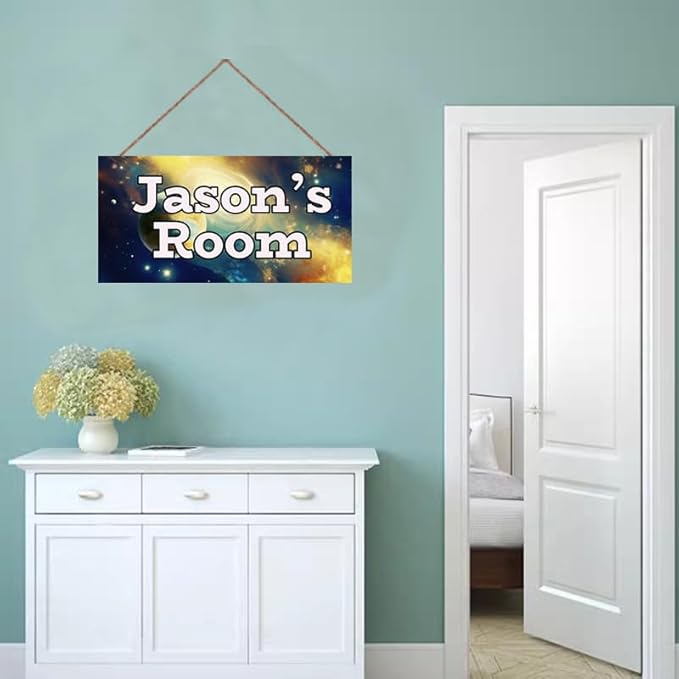 Personalized Sign Galaxy Stars Themed Bedroom Decor Fantasy Sign for Kids Room Outer Space Decor for Boys Room Nursery Wall Decorations Stuff For Little Man Cave