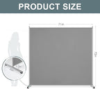 RANTILA Single Large Panel Room Divider, Privacy Screen for Office, Partition Separators, Freestanding Divider 71''W x 69.5''H, Grey