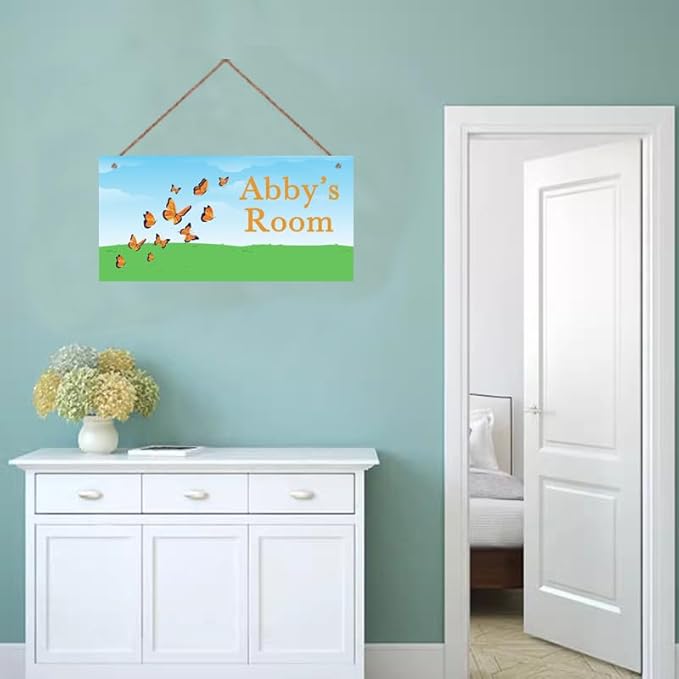 SLWEJQHA Personalized Vintage Butterfly Decor for Boys Room Butterflies Theme Room Decor for Nursery,Wall Art Decor for Kids Room Gilrs Bedroom Office Garden Living Room Bedroom Wall Decoration