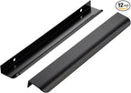 Ravinte Hardware 12 Pack Black Cabinet Handles, 11.8 Inch (300mm) Finger Edge Pulls, 8.8 Inch Hole Center, Finger Pulls for Cabinets
