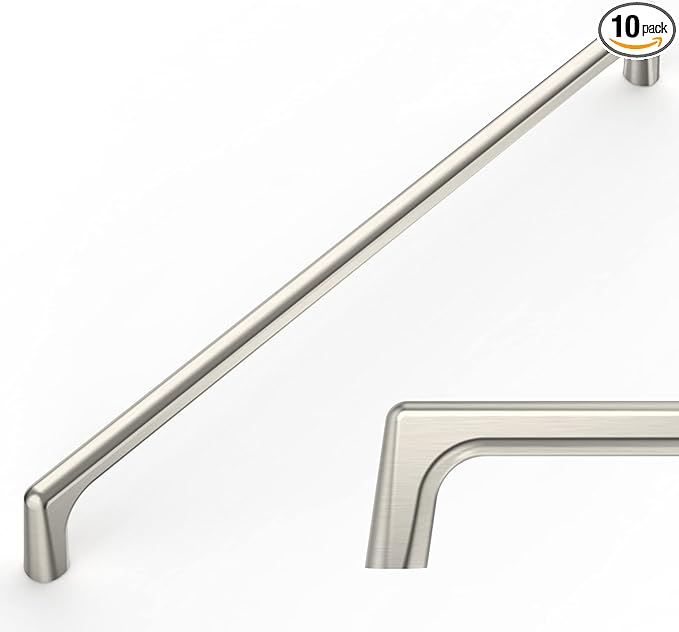 Amerdeco 10 Pack Brushed Satin Nickel Cabinet Pulls 12.5 Inch(320MM) Hole Centers Kitchen Cabinet Handles Hardware Kitchen Handles for Cabinets Cupboard Handles Drawer Pulls ZH0041
