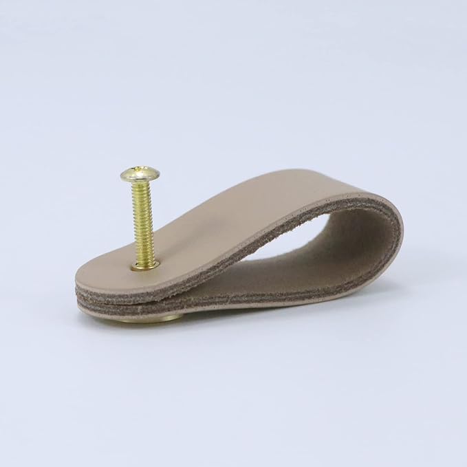 Leather Drawer Pulls and Knobs Soft Cabinet Handles Modern Cabinets Door Knob for Furniture Cupboards Wardrobe Dresser Decorative Handle with Screw 4 Pcs (Flesh Color)