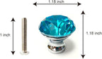 10 Pcs 30mm Silver Plated Base Diamond Shape Crystal Glass Cabinet Knob Drawer Knob Pull Handle Used for Kitchen, Dresser, Door, Cupboard (Azure)