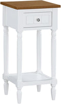 Convenience Concepts French Country Khloe 1 Drawer Accent End Table 14" - Traditional Farmhouse Side Table with Storage Drawer and Shelf for Living Room, Driftwood/White
