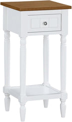Convenience Concepts French Country Khloe 1 Drawer Accent End Table 14" - Traditional Farmhouse Side Table with Storage Drawer and Shelf for Living Room, Driftwood/White