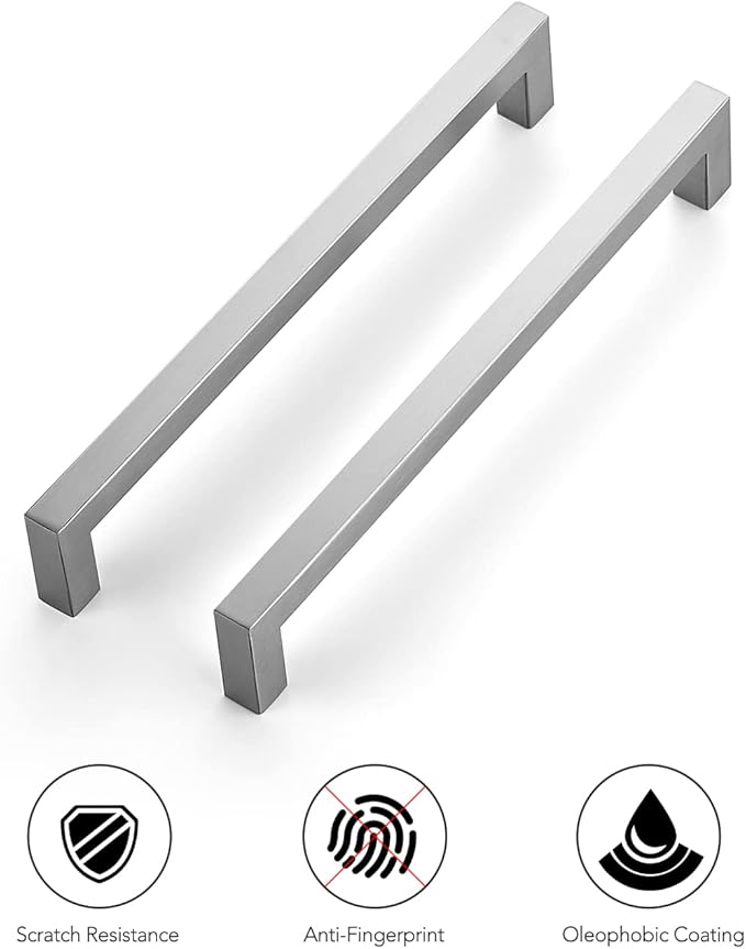 Ravinte 3 Pack 8 Inch Square Cabinet Handles - Satin Nickel & Brushed Nickel Drawer Pulls - Kitchen Cabinet Hardware