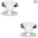 MroMax 2Pcs Tiny Pull Handle Diamond Acrylic Mini Knob 19mm Diameter Clear Shiny Cute Decoration for Jewelry Box, Gift Case and Makeup Box