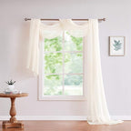 Warm Home Designs 30 Feet Long Sheer Light Beige Window Scarf. These XXL Length Valance Window Scarves 54 X 360 Inches in Size. Great as Bed Canopy or Wedding Arch Draping Fabric. AM Beige 360"