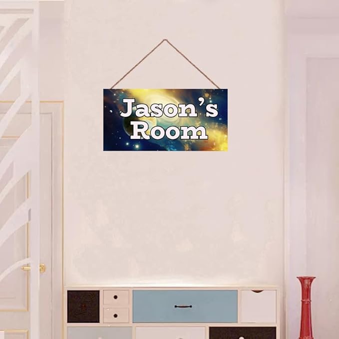 Personalized Sign Galaxy Stars Themed Bedroom Decor Fantasy Sign for Kids Room Outer Space Decor for Boys Room Nursery Wall Decorations Stuff For Little Man Cave