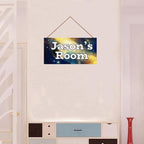 Personalized Sign Galaxy Stars Themed Bedroom Decor Fantasy Sign for Kids Room Outer Space Decor for Boys Room Nursery Wall Decorations Stuff For Little Man Cave