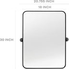 18" x 24" Pivot Rectangle Bathroom Mirror Tilting Beveled Black Metal Framed Vanity Mirrors for Wall, Tempered Glass