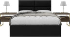 Vänt Upholstered Wall Panels - Queen/Full Size Wall Mounted Headboards - Vintage Leather Jet Black - Set of 4 Panels (Each Individual Panel 30"x11.5")