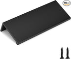 goldenwarm 100 Pack Black Finger Edge Pulls Drawer Finger Pulls Matte Black Kitchen Hardware Handles Bedroom Dresser Drawers,3in Hole Center